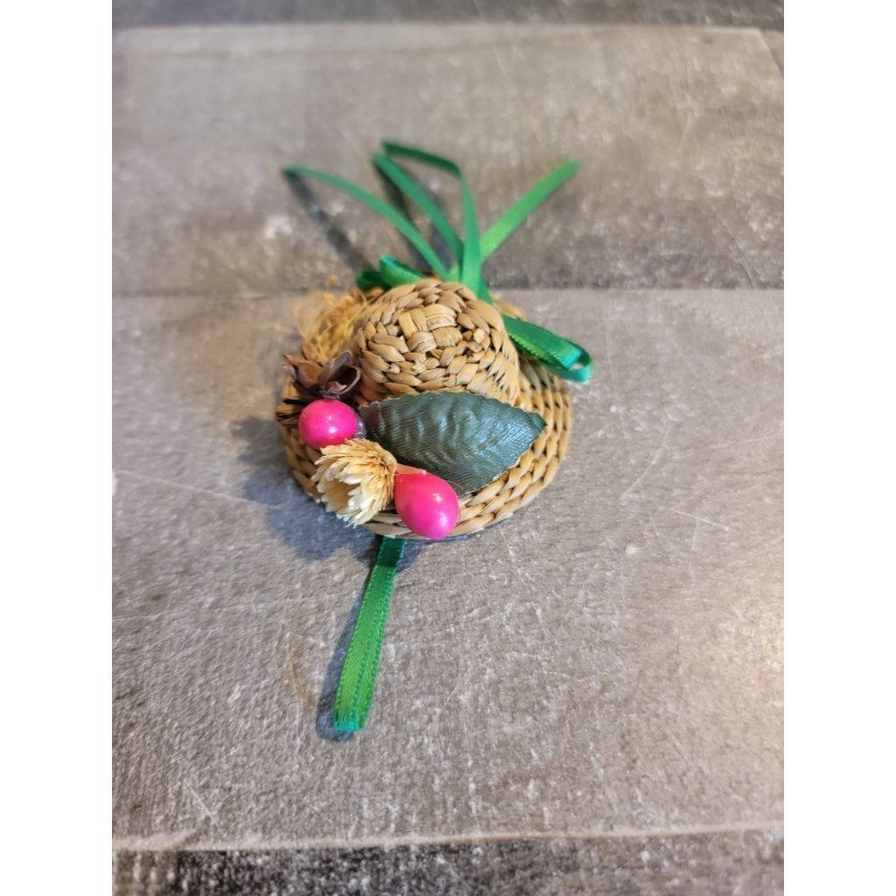 Handmade mini floral hat ornament Xmas Decor bow